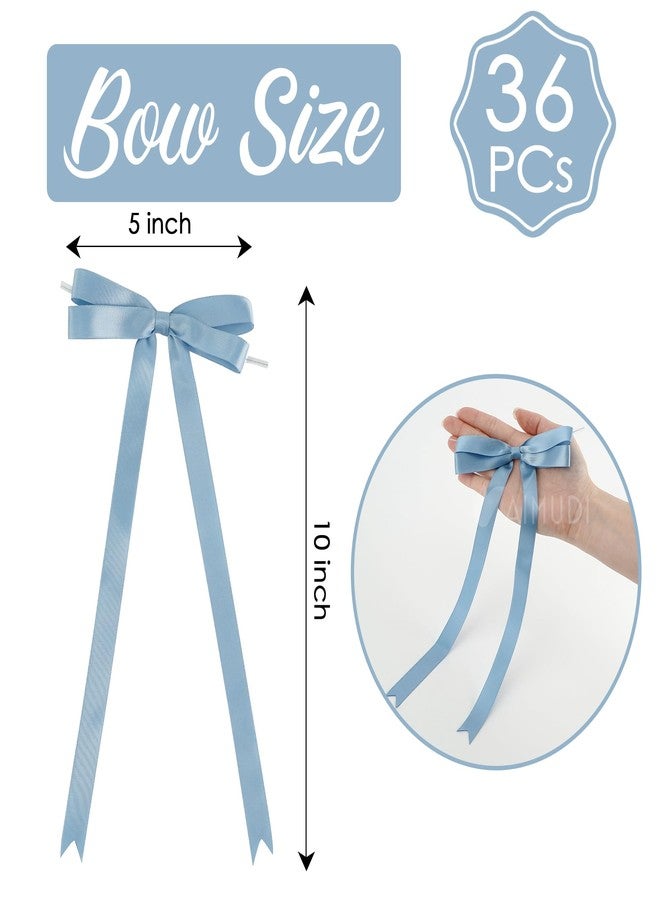 AIMUDI Dusty Blue Bows 5 × 10" Satin Bows for Gift Wrapping Twist Tie Bows Premade Ribbon Bows for Bouquets Invitations Baskets Crafts Wreaths Wedding Birthday Baby Shower Party Decorations, 36 PCs - Image 2